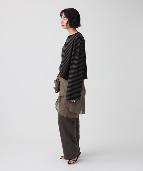 BABYLONE（バビロン）の「【大屋夏南さんコラボアイテム】【WEB先行予約】ボーダーロンT（Tシャツ/カットソー・レディース・チャコール/ボルドー・フリー）」の16枚目の写真