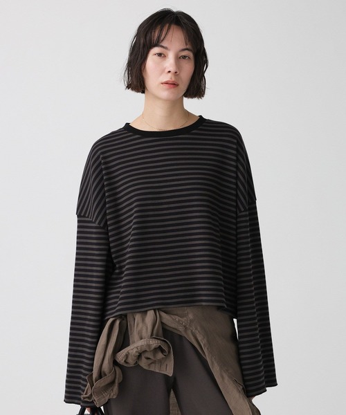 BABYLONE（バビロン）の「【大屋夏南さんコラボアイテム】【WEB先行予約】ボーダーロンT（Tシャツ/カットソー・レディース・チャコール/ボルドー・フリー）」の11枚目の写真