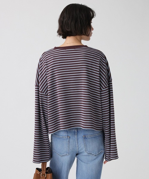 BABYLONE（バビロン）の「【大屋夏南さんコラボアイテム】【WEB先行予約】ボーダーロンT（Tシャツ/カットソー・レディース・チャコール/ボルドー・フリー）」の10枚目の写真