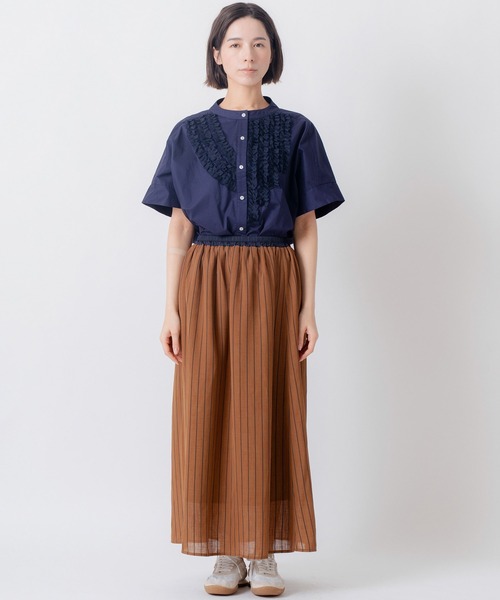 Kelen(ケレン)の「「KELEN / ケレン」シアーストライプAラインスカート(スカート・レディース・ブラウン/ダークブラウン/ネイビー・M/S)」の14枚目の写真