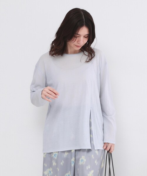 OPAQUE.CLIP（オペークドットクリップ）の「シアースリットカットソー【洗濯機OK】（Tシャツ/カットソー・レディース・ホワイト/ライトグレー/チャコールグレー・38/40）」の8枚目の写真