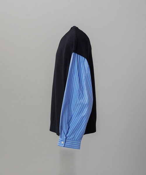 UNISEX》Shirt Docking Prime-Over V-neck Knit Pullover/シャツ UNISEX》Shirt Docking Prime-Over V-neck Knit Pullover/シャツ