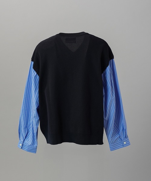 MAISON SPECIAL(メゾンスペシャル)の「《UNISEX》Shirt Docking Prime-Over V-neck Knit Pullover/シャツドッキングプライムオーバーVネックニットプルオーバー【MAISON SPECIAL/メゾンスペシャル】(ニット/セーター・メンズ・ブラウン/ネイビー・0/1/2)」の4枚目の写真