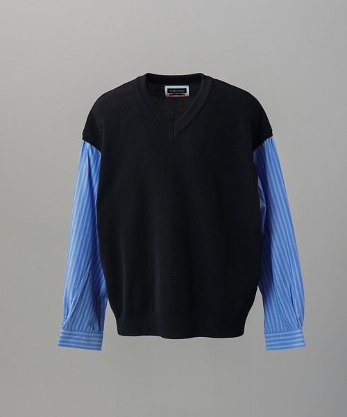 UNISEX》Shirt Docking Prime-Over V-neck Knit Pullover/シャツ