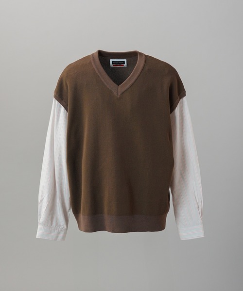 MAISON SPECIAL(メゾンスペシャル)の「《UNISEX》Shirt Docking Prime-Over V-neck Knit Pullover/シャツドッキングプライムオーバーVネックニットプルオーバー【MAISON SPECIAL/メゾンスペシャル】(ニット/セーター・メンズ・ブラウン/ネイビー・0/1/2)」の12枚目の写真