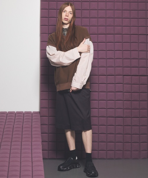 MAISON SPECIAL(メゾンスペシャル)の「《UNISEX》Shirt Docking Prime-Over V-neck Knit Pullover/シャツドッキングプライムオーバーVネックニットプルオーバー【MAISON SPECIAL/メゾンスペシャル】(ニット/セーター・メンズ・ブラウン/ネイビー・0/1/2)」の21枚目の写真