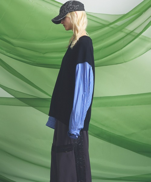 MAISON SPECIAL(メゾンスペシャル)の「《UNISEX》Shirt Docking Prime-Over V-neck Knit Pullover/シャツドッキングプライムオーバーVネックニットプルオーバー【MAISON SPECIAL/メゾンスペシャル】(ニット/セーター・メンズ・ブラウン/ネイビー・0/1/2)」の19枚目の写真