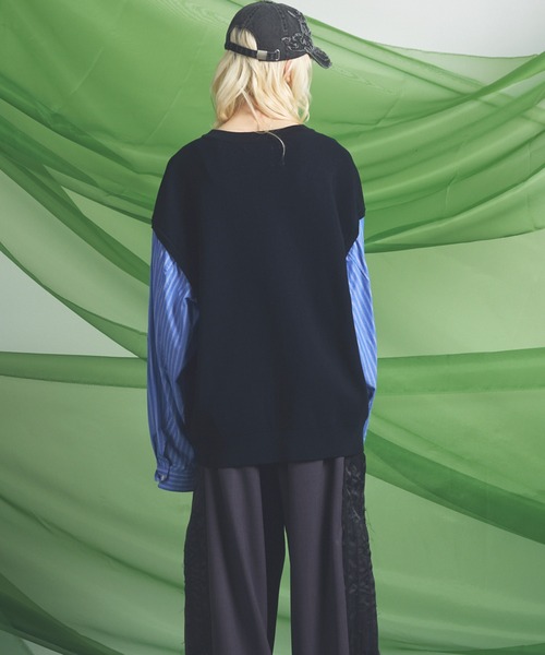 MAISON SPECIAL(メゾンスペシャル)の「《UNISEX》Shirt Docking Prime-Over V-neck Knit Pullover/シャツドッキングプライムオーバーVネックニットプルオーバー【MAISON SPECIAL/メゾンスペシャル】(ニット/セーター・メンズ・ブラウン/ネイビー・0/1/2)」の18枚目の写真