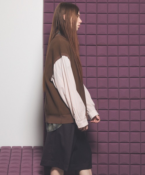 UNISEX》Shirt Docking Prime-Over V-neck Knit Pullover/シャツ