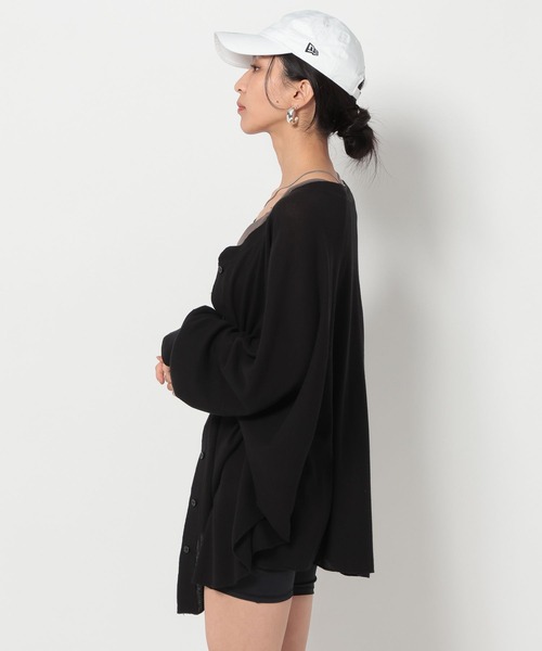 HEREIAM(ヘレイアム)の「【HEREIAM】シアーワッフル2WAYカーディガン(カーディガン/ボレロ・レディース・ブラック/ホワイト・FREE)」の15枚目の写真