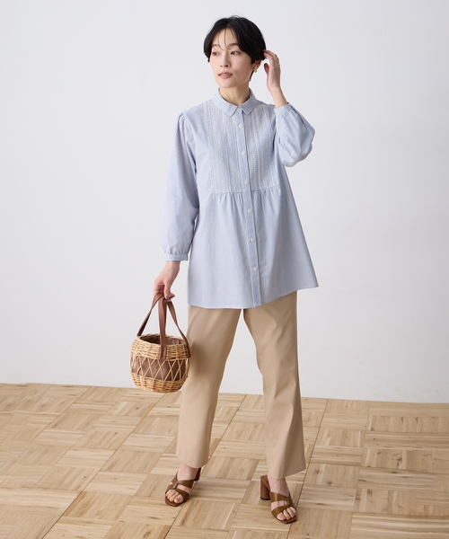 DECOY SINCE 1981（デコイシンスイチキュウハチイチ）の「刺しゅうストライプブラウス（シャツ/ブラウス・レディース・ネイビー/グリーン/ブルー・9号/11号/13号/15号/17号）」の13枚目の写真