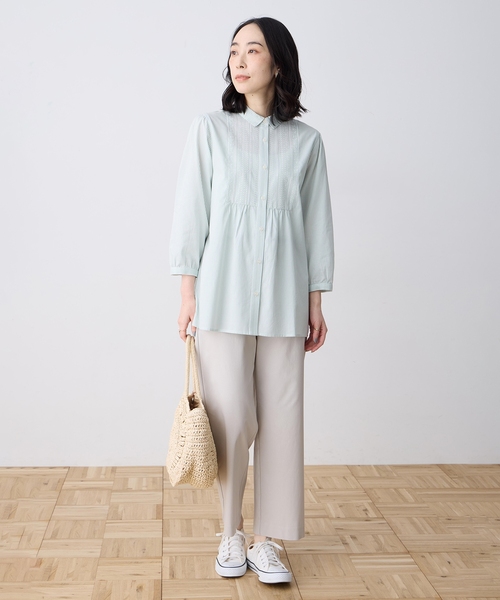 DECOY SINCE 1981（デコイシンスイチキュウハチイチ）の「刺しゅうストライプブラウス（シャツ/ブラウス・レディース・ネイビー/グリーン/ブルー・9号/11号/13号/15号/17号）」の14枚目の写真