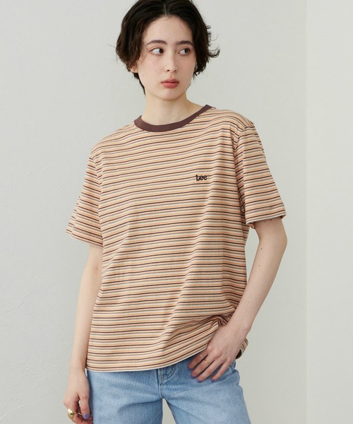 Lee(リー)の「Lee/リー マルチボーダーTシャツ(Tシャツ/カットソー・レディース・ブラウン/ネイビー/チャコール・SMALL/MEDIUM)」の3枚目の写真