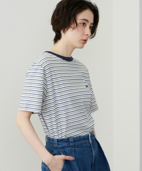 Lee(リー)の「Lee/リー マルチボーダーTシャツ(Tシャツ/カットソー・レディース・ブラウン/ネイビー/チャコール・SMALL/MEDIUM)」の7枚目の写真