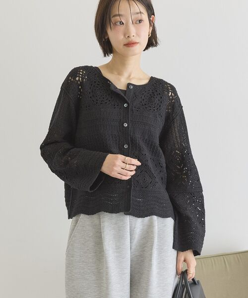 AMERICAN HOLIC(アメリカンホリック)の「クロシェニットカーディガン(カーディガン/ボレロ・レディース・アイボリー/ブラック・M/L)」の16枚目の写真