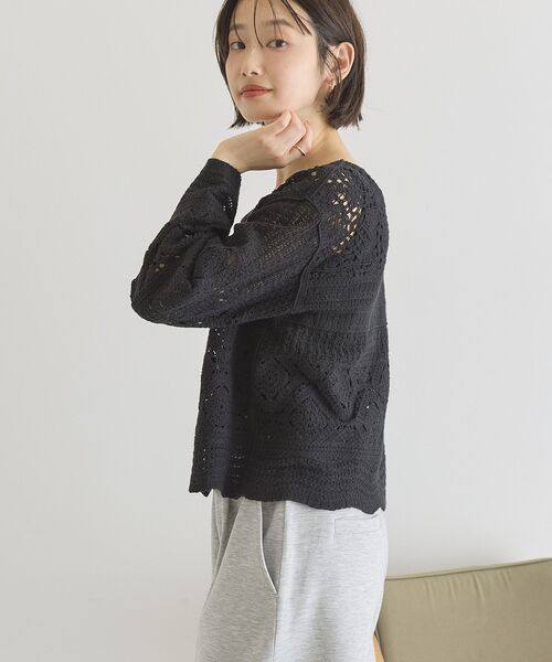 AMERICAN HOLIC(アメリカンホリック)の「クロシェニットカーディガン(カーディガン/ボレロ・レディース・アイボリー/ブラック・M/L)」の18枚目の写真