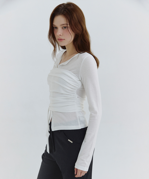 MICANE(ミケーネ)の「ミネイレイヤードストラップT(Tシャツ/カットソー・レディース・スカイブルー/アイボリー/チャコール・SMALL/MEDIUM/LARGE/X-LARGE)」の5枚目の写真