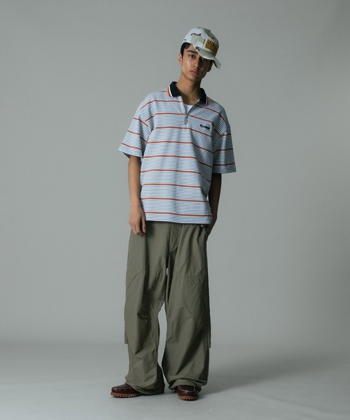 XLARGE(エクストララージ)の「STRIPE ZIP POLO SHIRT(Tシャツ/カットソー・メンズ・ブラック/グレー・S/M/L/XL)」の8枚目の写真