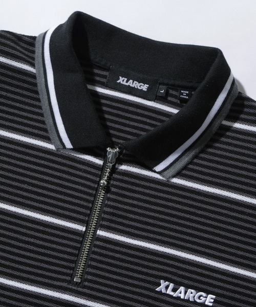 XLARGE(エクストララージ)の「STRIPE ZIP POLO SHIRT(Tシャツ/カットソー・メンズ・ブラック/グレー・S/M/L/XL)」の3枚目の写真