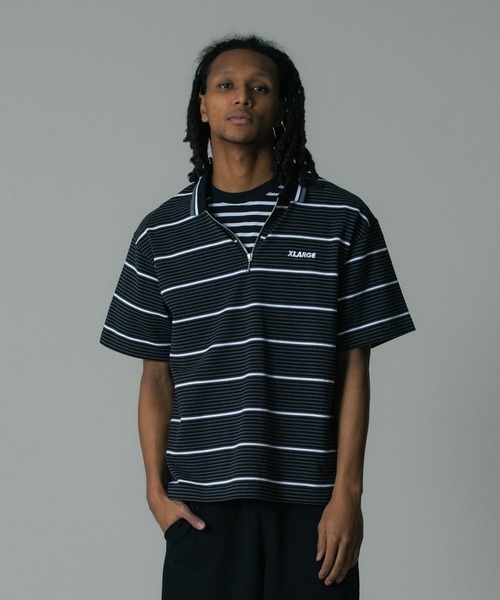 XLARGE(エクストララージ)の「STRIPE ZIP POLO SHIRT(Tシャツ/カットソー・メンズ・ブラック/グレー・S/M/L/XL)」の13枚目の写真