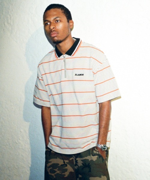 XLARGE(エクストララージ)の「STRIPE ZIP POLO SHIRT(Tシャツ/カットソー・メンズ・ブラック/グレー・S/M/L/XL)」の10枚目の写真