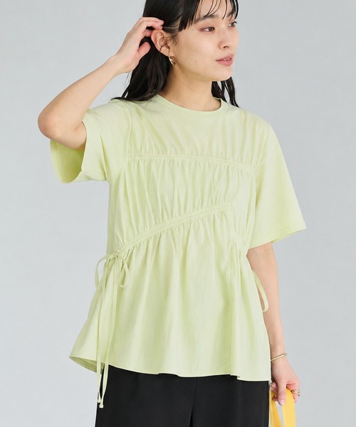 CRAFT STANDARD BOUTIQUE(クラフトスタンダードブティック)の「ギャザーデザインプルオーバー(Tシャツ/カットソー・レディース・ブラック/ライトグリーン/ブルー・FREE)」の3枚目の写真