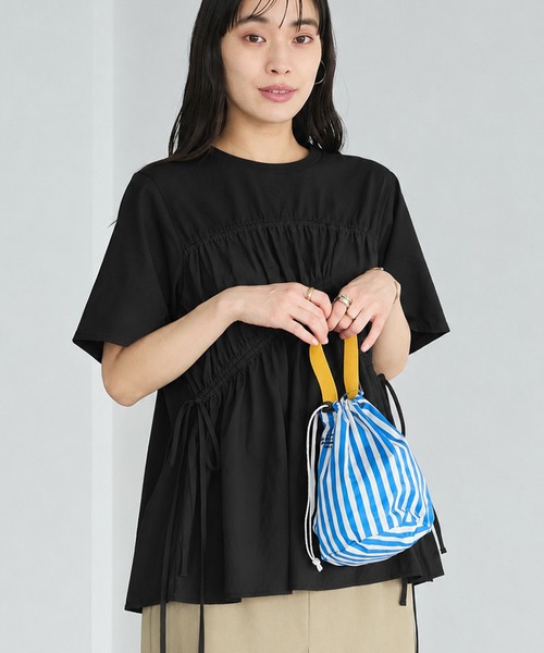 CRAFT STANDARD BOUTIQUE(クラフトスタンダードブティック)の「ギャザーデザインプルオーバー(Tシャツ/カットソー・レディース・ブラック/ライトグリーン/ブルー・FREE)」の2枚目の写真