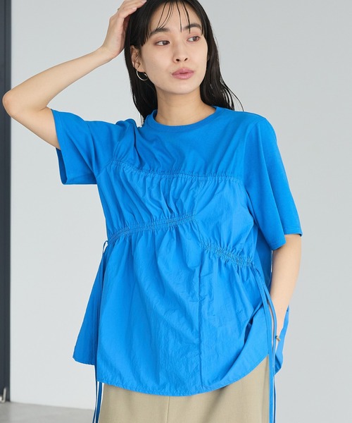 CRAFT STANDARD BOUTIQUE(クラフトスタンダードブティック)の「ギャザーデザインプルオーバー(Tシャツ/カットソー・レディース・ブラック/ライトグリーン/ブルー・FREE)」の4枚目の写真