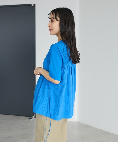 CRAFT STANDARD BOUTIQUE(クラフトスタンダードブティック)の「ギャザーデザインプルオーバー(Tシャツ/カットソー・レディース・ブラック/ライトグリーン/ブルー・FREE)」の6枚目の写真