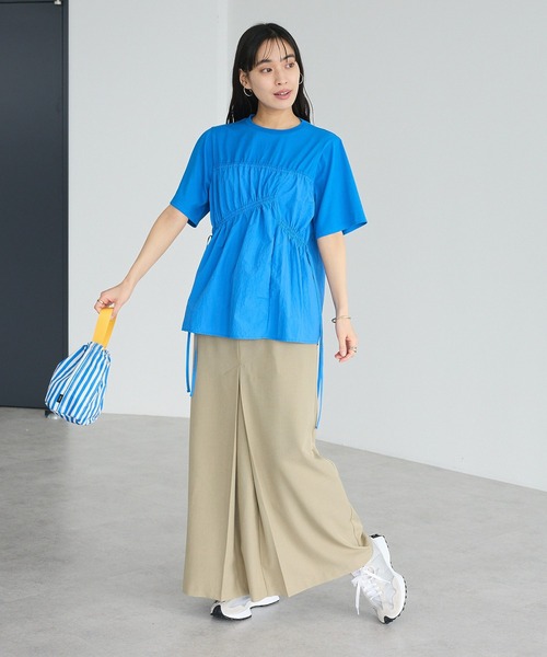 CRAFT STANDARD BOUTIQUE(クラフトスタンダードブティック)の「ギャザーデザインプルオーバー(Tシャツ/カットソー・レディース・ブラック/ライトグリーン/ブルー・FREE)」の9枚目の写真