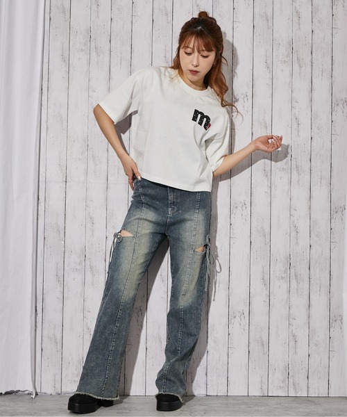 GORGE（ゴージ）の「《ハートロゴ刺繍》Ｔシャツ／ストリート×フェミニン／春夏／全3色（Tシャツ/カットソー・レディース・オフホワイト/ブラック/オートミール・F）」の4枚目の写真