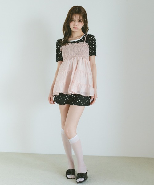VANNIE U(ヴァニーユー)の「ティアードシフォンキャミソールチュニック(キャミソール・レディース・ライトピンク/ライトブルー/アイボリー・FREE)」の4枚目の写真
