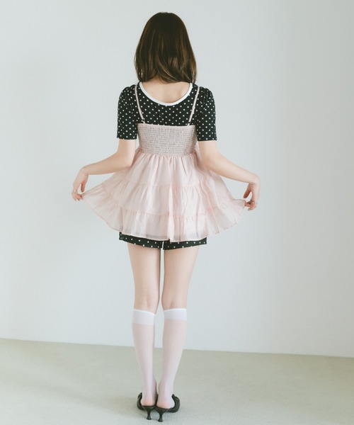 VANNIE U(ヴァニーユー)の「ティアードシフォンキャミソールチュニック(キャミソール・レディース・ライトピンク/ライトブルー/アイボリー・FREE)」の6枚目の写真