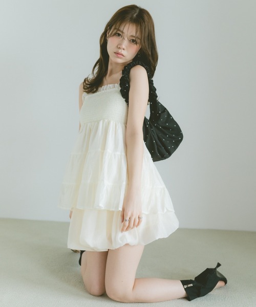 VANNIE U(ヴァニーユー)の「ティアードシフォンキャミソールチュニック(キャミソール・レディース・ライトピンク/ライトブルー/アイボリー・FREE)」の20枚目の写真