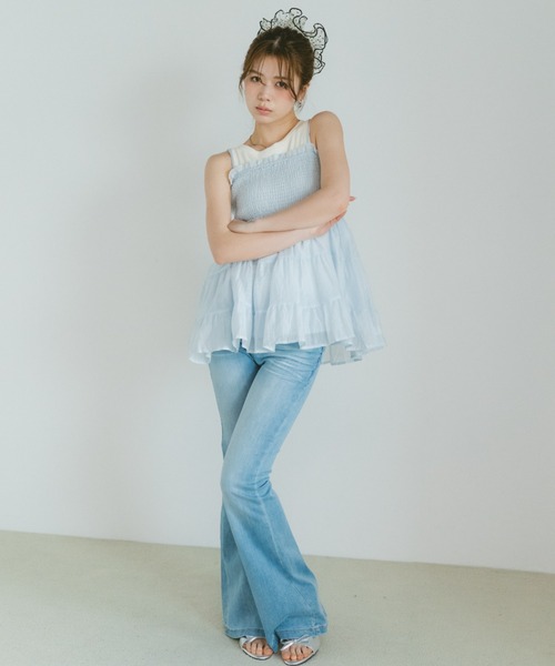 VANNIE U(ヴァニーユー)の「ティアードシフォンキャミソールチュニック(キャミソール・レディース・ライトピンク/ライトブルー/アイボリー・FREE)」の13枚目の写真