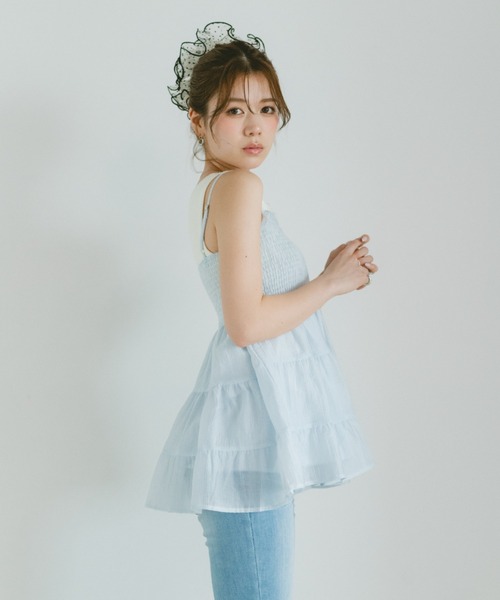 VANNIE U(ヴァニーユー)の「ティアードシフォンキャミソールチュニック(キャミソール・レディース・ライトピンク/ライトブルー/アイボリー・FREE)」の11枚目の写真