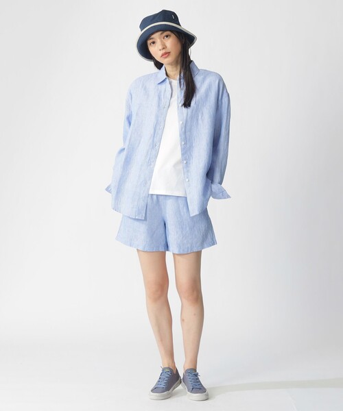 ECOALF(エコアルフ)の「DARIA ストライプ シャツ / DARIA LINEN SHIRT WOMAN(シャツ/ブラウス・レディース・ブルー系その他2・FREE)」の2枚目の写真