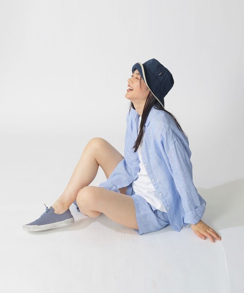 ECOALF(エコアルフ)の「DARIA ストライプ シャツ / DARIA LINEN SHIRT WOMAN(シャツ/ブラウス・レディース・ブルー系その他2・FREE)」の4枚目の写真