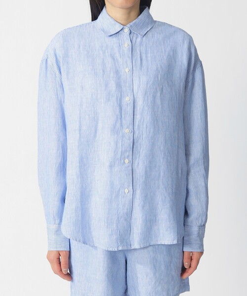 ECOALF(エコアルフ)の「DARIA ストライプ シャツ / DARIA LINEN SHIRT WOMAN(シャツ/ブラウス・レディース・ブルー系その他2・FREE)」の5枚目の写真