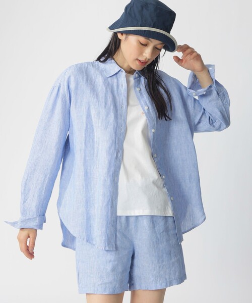 ECOALF(エコアルフ)の「DARIA ストライプ シャツ / DARIA LINEN SHIRT WOMAN(シャツ/ブラウス・レディース・ブルー系その他2・FREE)」の13枚目の写真