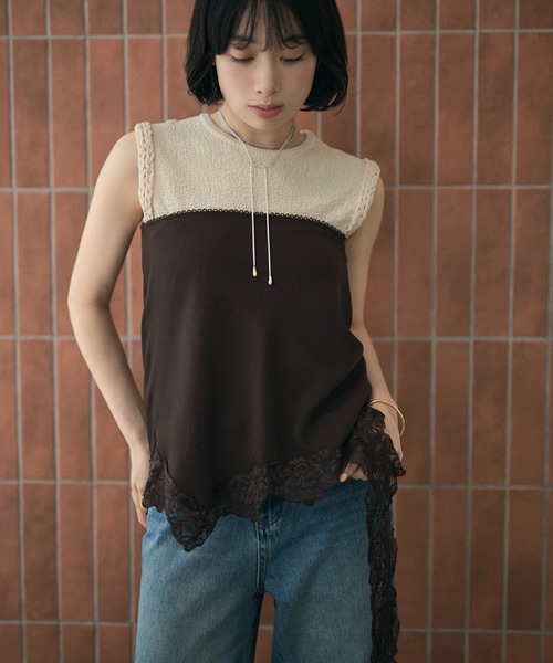 LAULEN(ローレン)の「2way lace hem mini skirt /2wayレースニュアンスヘムミニスカート(スカート・レディース・ホワイト/ブラウン/ブラック/グレー・FREE)」の1枚目の写真