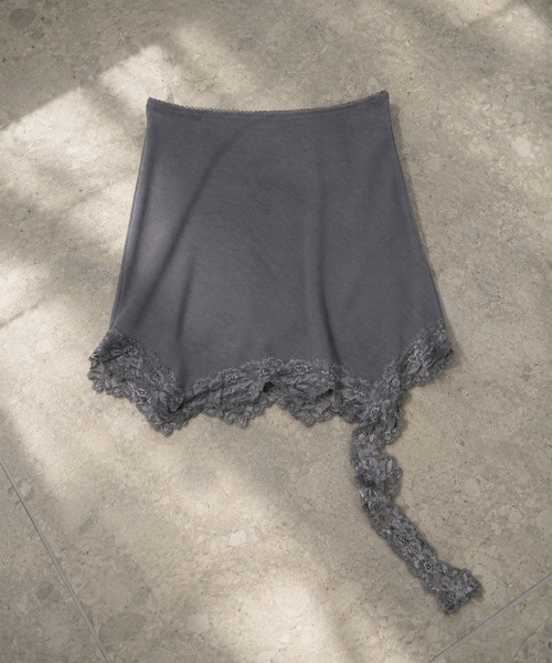 LAULEN(ローレン)の「2way lace hem mini skirt /2wayレースニュアンスヘムミニスカート(スカート・レディース・ホワイト/ブラウン/ブラック/グレー・FREE)」の4枚目の写真