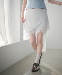 2way lace hem mini skirt /2wayレースニュアンスヘムミニスカート