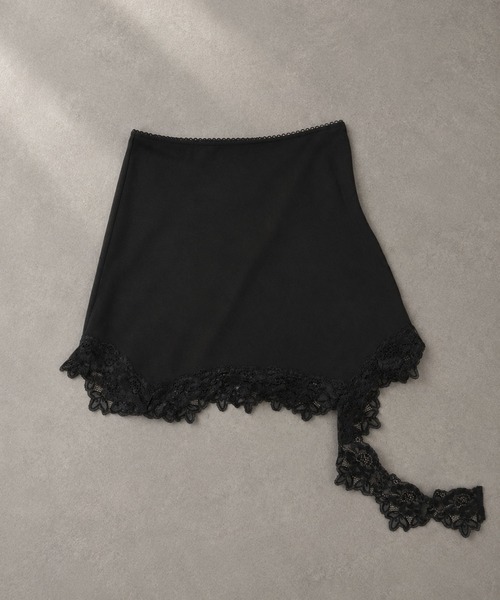 LAULEN(ローレン)の「2way lace hem mini skirt /2wayレースニュアンスヘムミニスカート(スカート・レディース・ホワイト/ブラウン/ブラック/グレー・FREE)」の3枚目の写真