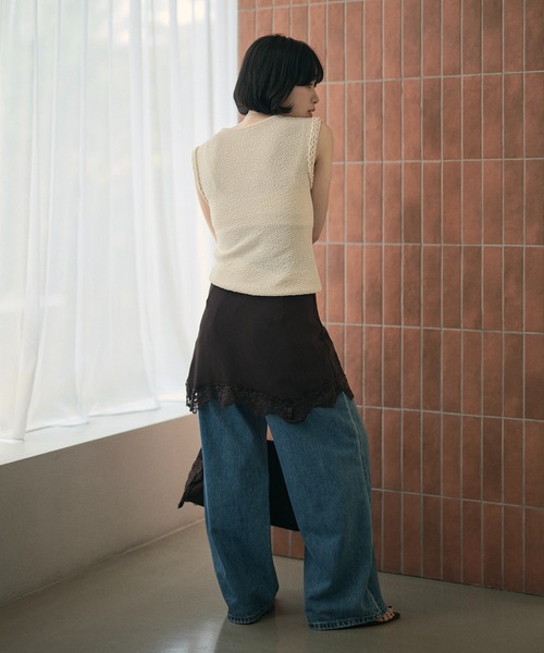LAULEN(ローレン)の「2way lace hem mini skirt /2wayレースニュアンスヘムミニスカート(スカート・レディース・ホワイト/ブラウン/ブラック/グレー・FREE)」の6枚目の写真