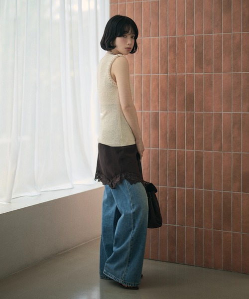 LAULEN(ローレン)の「2way lace hem mini skirt /2wayレースニュアンスヘムミニスカート(スカート・レディース・ホワイト/ブラウン/ブラック/グレー・FREE)」の7枚目の写真