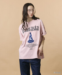限定展開/DISNEY ディズニー/別注 ビッグシルエット フロントプリント クルーネック Tシャツ/ファンタジア/Sorcerer Hat