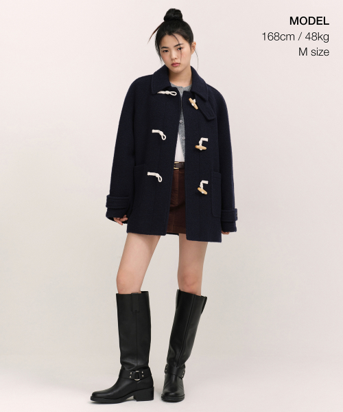 MUSINSA STANDARD WOMAN（ムシンサスタンダードウーマン）の「ウィメンズウールブレンドブークルハーフダッフルコート[ネイビー]（チェスターコート・レディース・その他・LARGE/X-SMALL/SMALL/MEDIUM）」の8枚目の写真