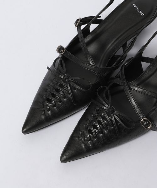 JEANASIS(ジーナシス)の「レースアップポインテッドミュール/657166(パンプス・レディース・ブラック/ブルー・LARGE/MEDIUM)」の6枚目の写真