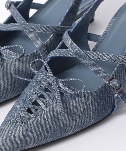 JEANASIS(ジーナシス)の「レースアップポインテッドミュール/657166(パンプス・レディース・ブラック/ブルー・LARGE/MEDIUM)」の12枚目の写真